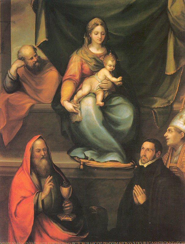 Prado, Blas del The Holy Family with Saints and the Master Alonso de Villegas oil painting image